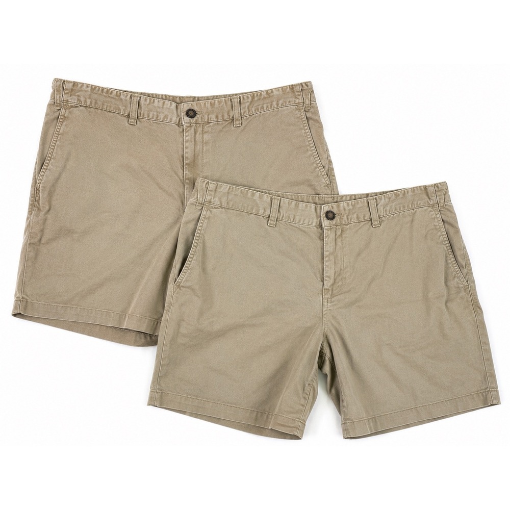 George Mens Khaki Tan‎ Flat Front Chino Shorts Cotton Stretch Size 42